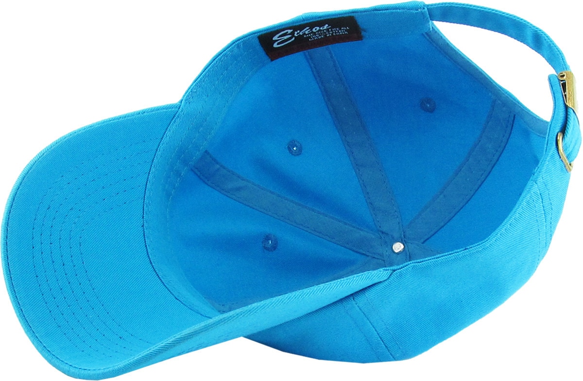 Aqua Blue Low Profile Baseball Cap Inside Turned Over View